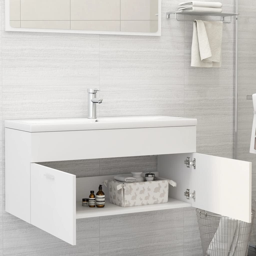 vidaXL Dulap pentru chiuvetă, alb, 100x38,5x46 cm, PAL vidaXL Dulap pentru chiuvetă, alb, 100x38,5x46 cm, PAL