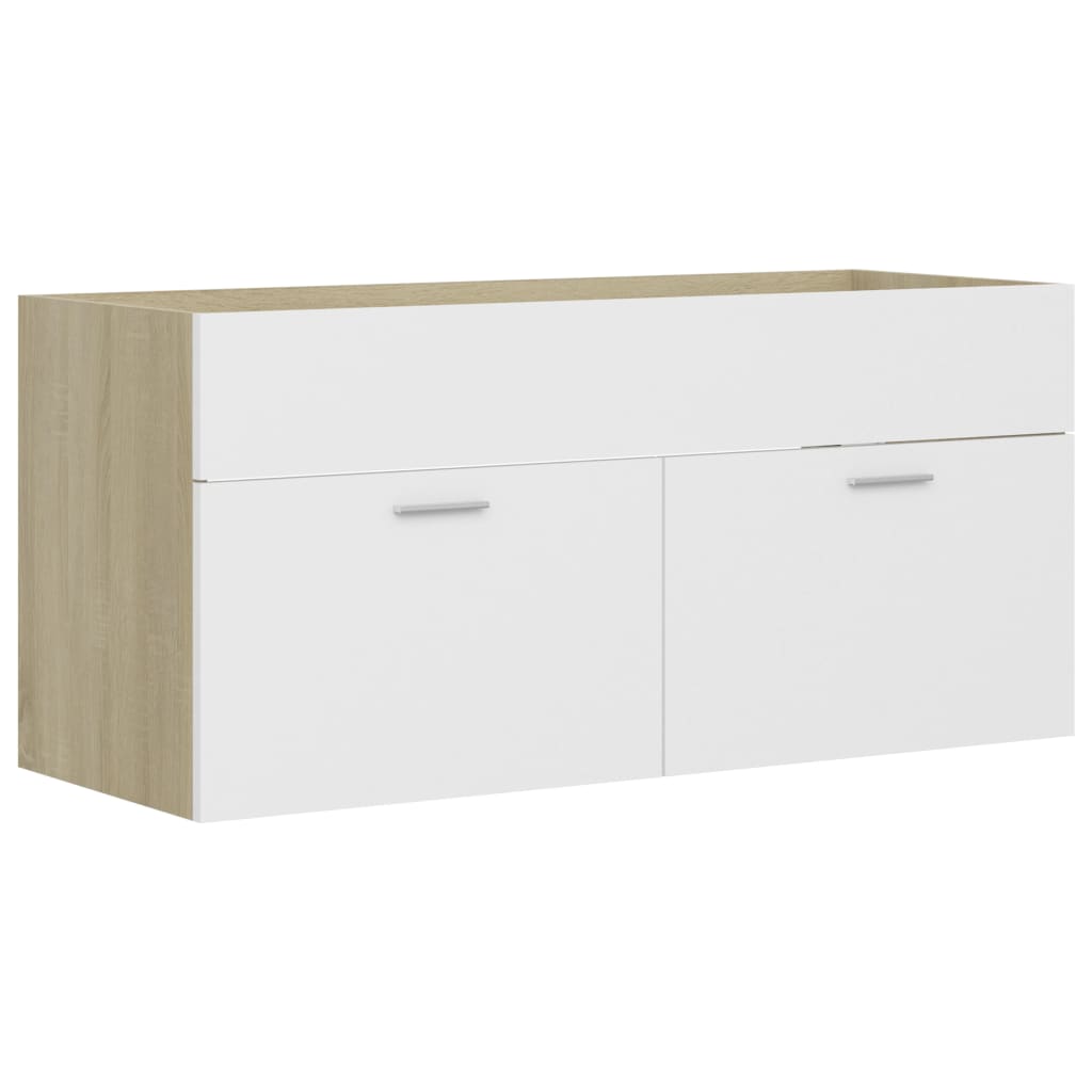 vidaXL Dulap de chiuvetă, alb și stejar Sonoma, 100x38,5x46 cm, PAL vidaXL Dulap de chiuvetă, alb și stejar Sonoma, 100x38,5x46 cm, PAL