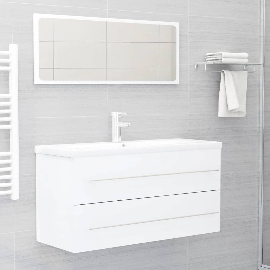 vidaXL Dulap de chiuvetă, alb, 100x38,5x48 cm, lemn prelucrat vidaXL Dulap de chiuvetă, alb, 100x38,5x48 cm, lemn prelucrat