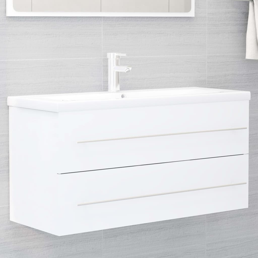 vidaXL Dulap de chiuvetă, alb, 100x38,5x48 cm, lemn prelucrat vidaXL Dulap de chiuvetă, alb, 100x38,5x48 cm, lemn prelucrat