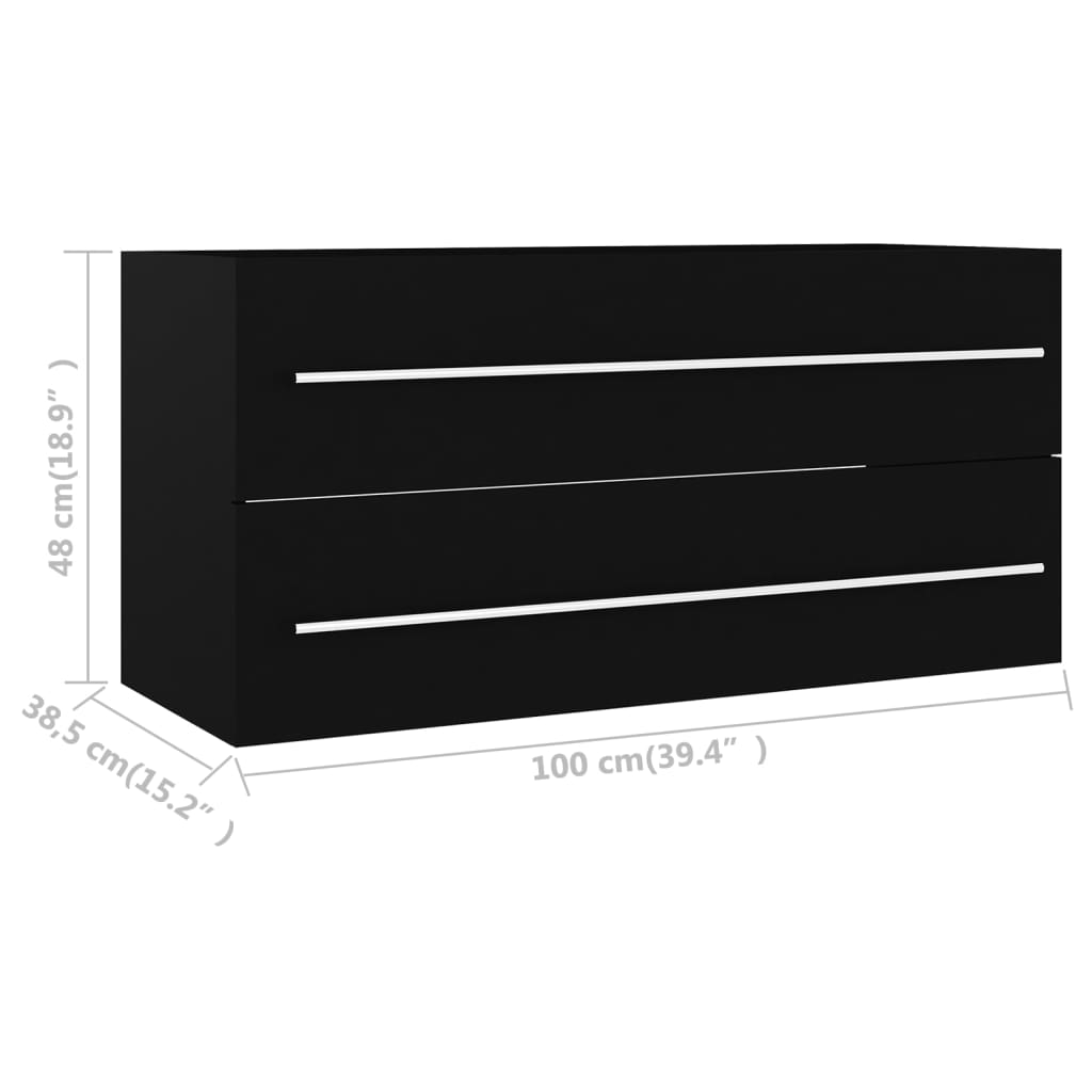 vidaXL Dulap de chiuvetă, negru, 100x38,5x48 cm, lemn prelucrat