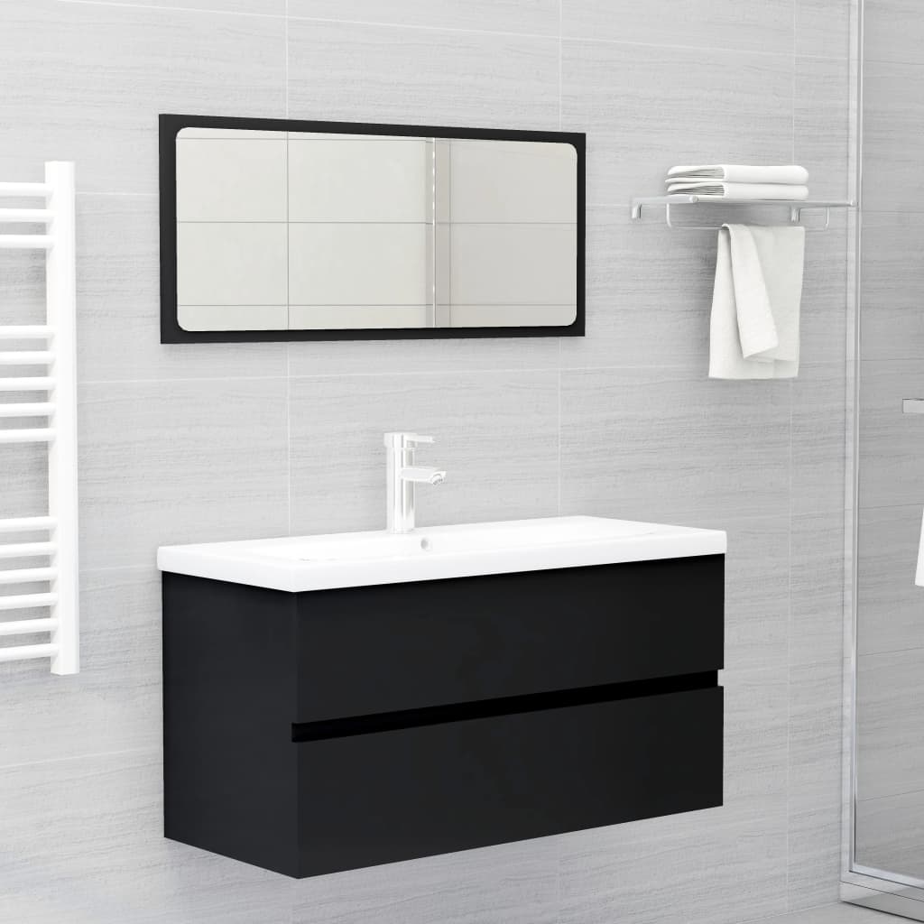 vidaXL Dulap de chiuvetă, negru, 90x38,5x45 cm, PAL vidaXL Dulap de chiuvetă, negru, 90x38,5x45 cm, PAL