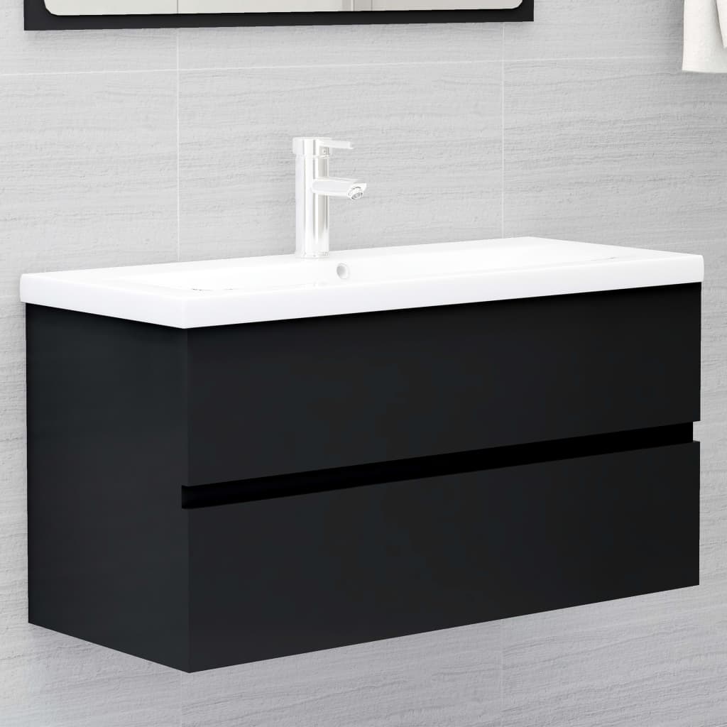 vidaXL Dulap de chiuvetă, negru, 90x38,5x45 cm, PAL vidaXL Dulap de chiuvetă, negru, 90x38,5x45 cm, PAL