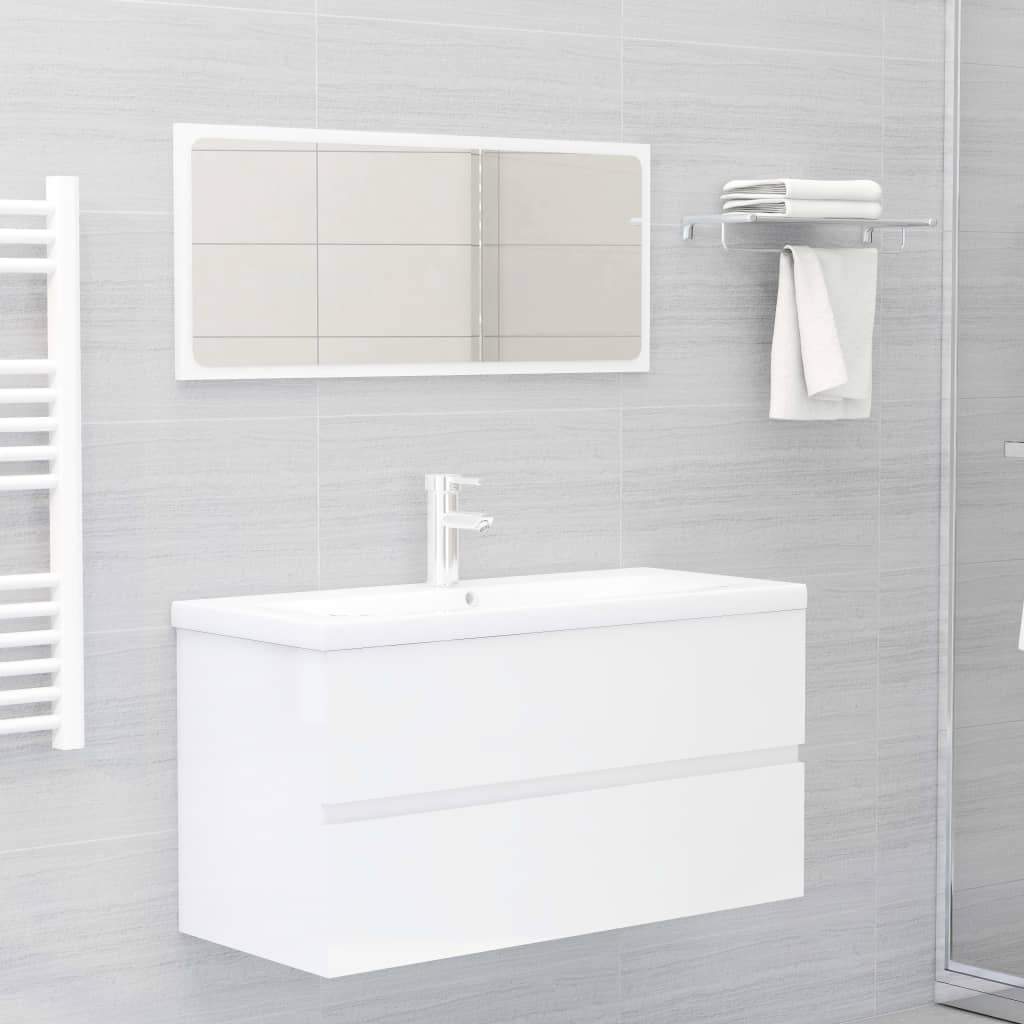 vidaXL Dulap de chiuvetă, alb extralucios, 90x38,5x45 cm, PAL vidaXL Dulap de chiuvetă, alb extralucios, 90x38,5x45 cm, PAL