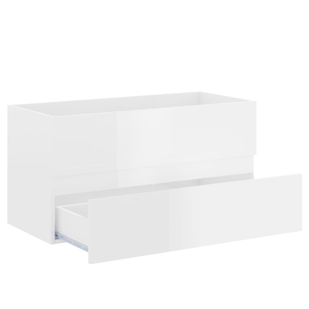 vidaXL Dulap de chiuvetă, alb extralucios, 90x38,5x45 cm, PAL vidaXL Dulap de chiuvetă, alb extralucios, 90x38,5x45 cm, PAL