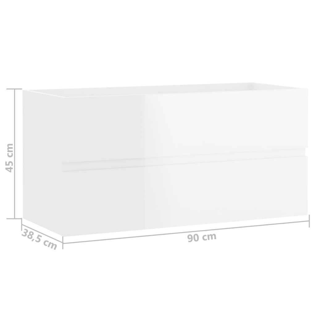 vidaXL Dulap de chiuvetă, alb extralucios, 90x38,5x45 cm, PAL vidaXL Dulap de chiuvetă, alb extralucios, 90x38,5x45 cm, PAL