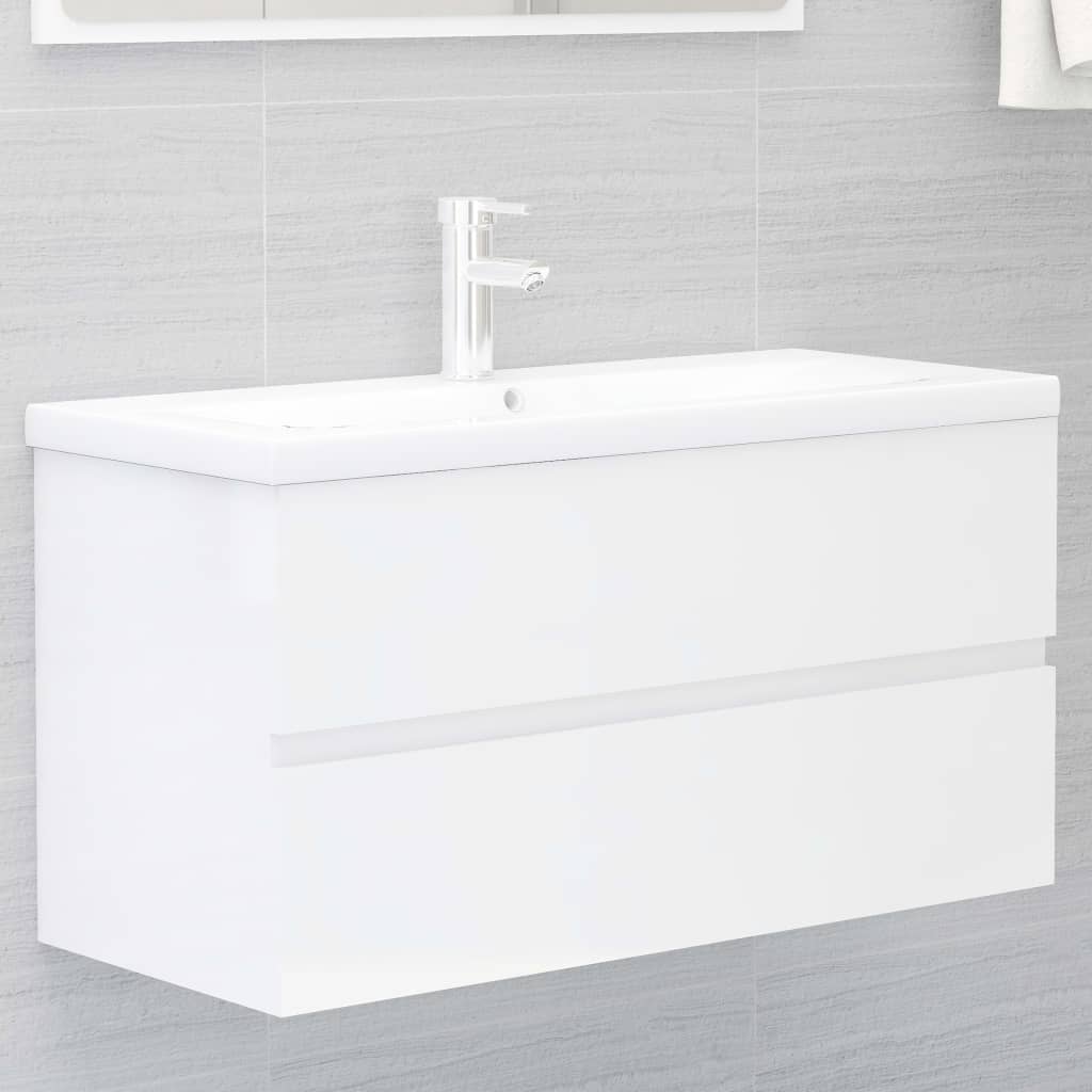 vidaXL Dulap de chiuvetă, alb extralucios, 90x38,5x45 cm, PAL vidaXL Dulap de chiuvetă, alb extralucios, 90x38,5x45 cm, PAL