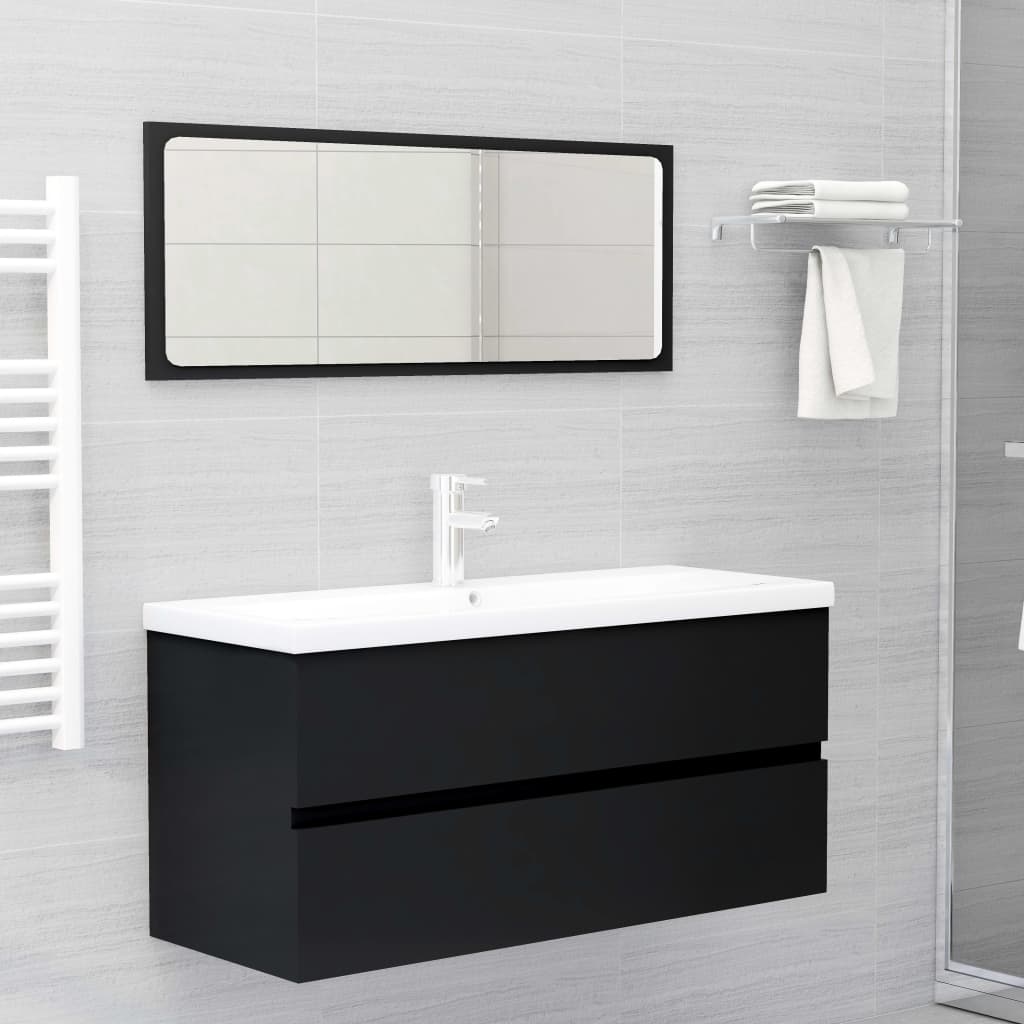vidaXL Dulap chiuvetă, negru, 100x38,5x45 cm, lemn prelucrat vidaXL Dulap chiuvetă, negru, 100x38,5x45 cm, lemn prelucrat