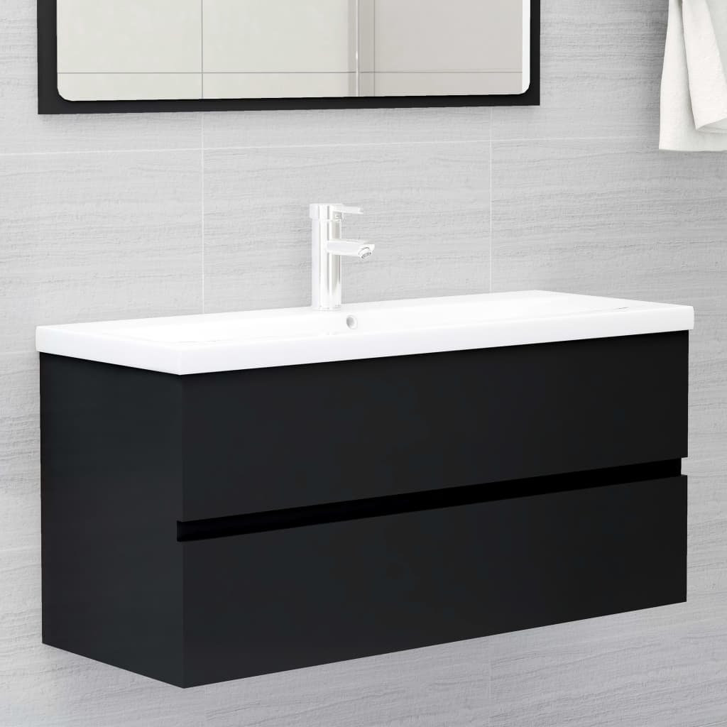 vidaXL Dulap chiuvetă, negru, 100x38,5x45 cm, lemn prelucrat vidaXL Dulap chiuvetă, negru, 100x38,5x45 cm, lemn prelucrat