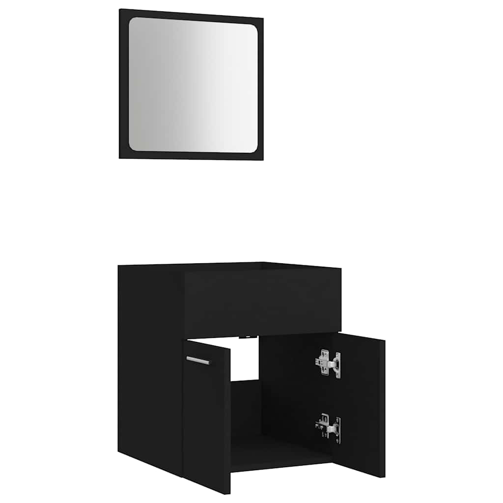 vidaXL Set mobilier de baie, 2 piese, negru, PAL vidaXL Set mobilier de baie, 2 piese, negru, PAL