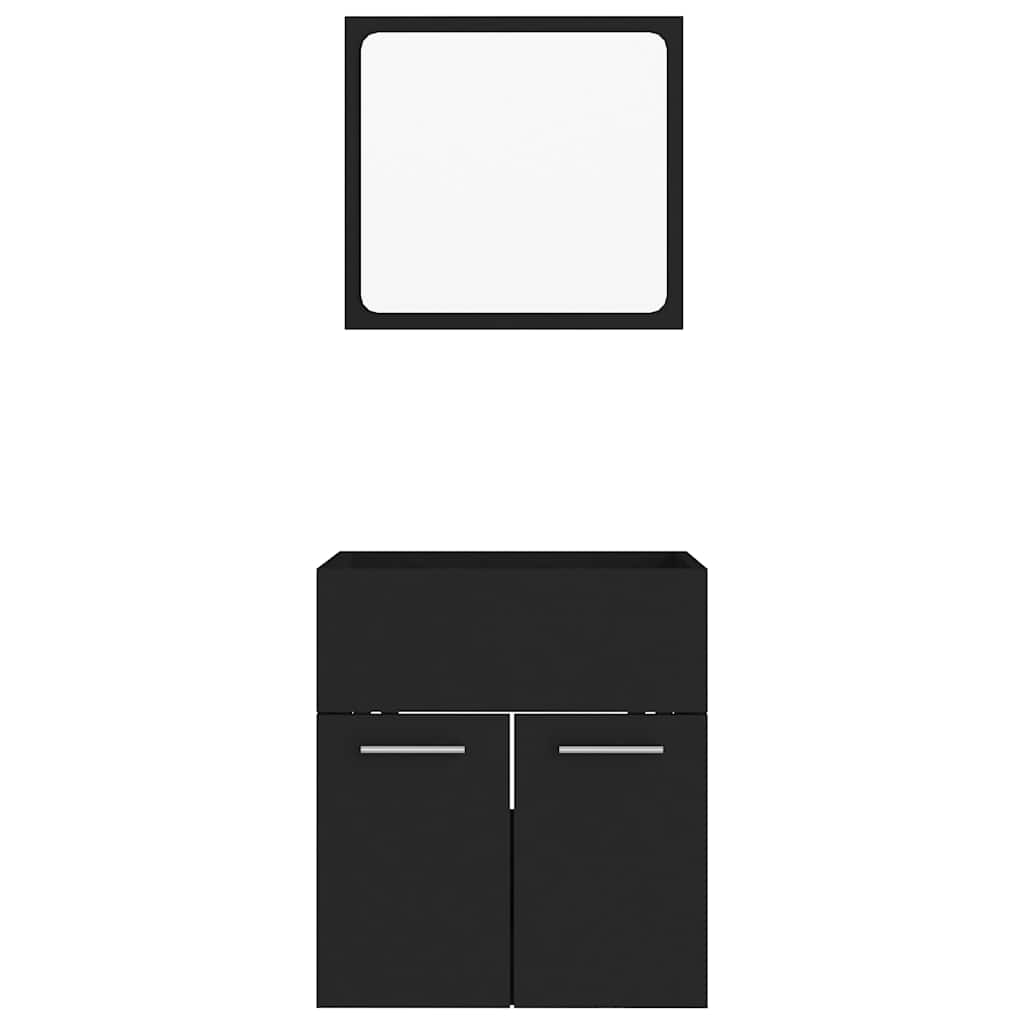 vidaXL Set mobilier de baie, 2 piese, negru, PAL vidaXL Set mobilier de baie, 2 piese, negru, PAL