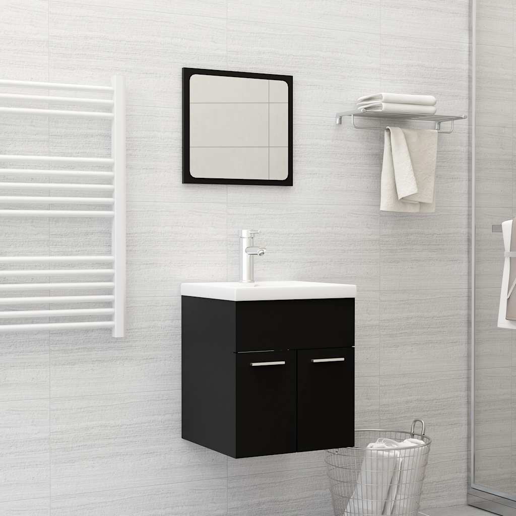 vidaXL Set mobilier de baie, 2 piese, negru, PAL vidaXL Set mobilier de baie, 2 piese, negru, PAL