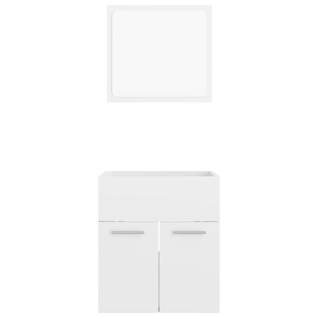 vidaXL Set mobilier de baie, 2 piese, alb extralucios, lemn prelucrat vidaXL Set mobilier de baie, 2 piese, alb extralucios, lemn prelucrat