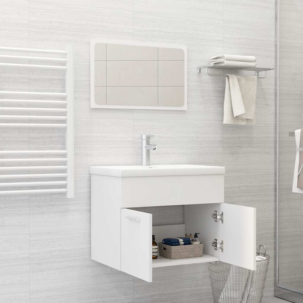 vidaXL Set mobilier de baie, 2 piese, alb, PAL vidaXL Set mobilier de baie, 2 piese, alb, PAL