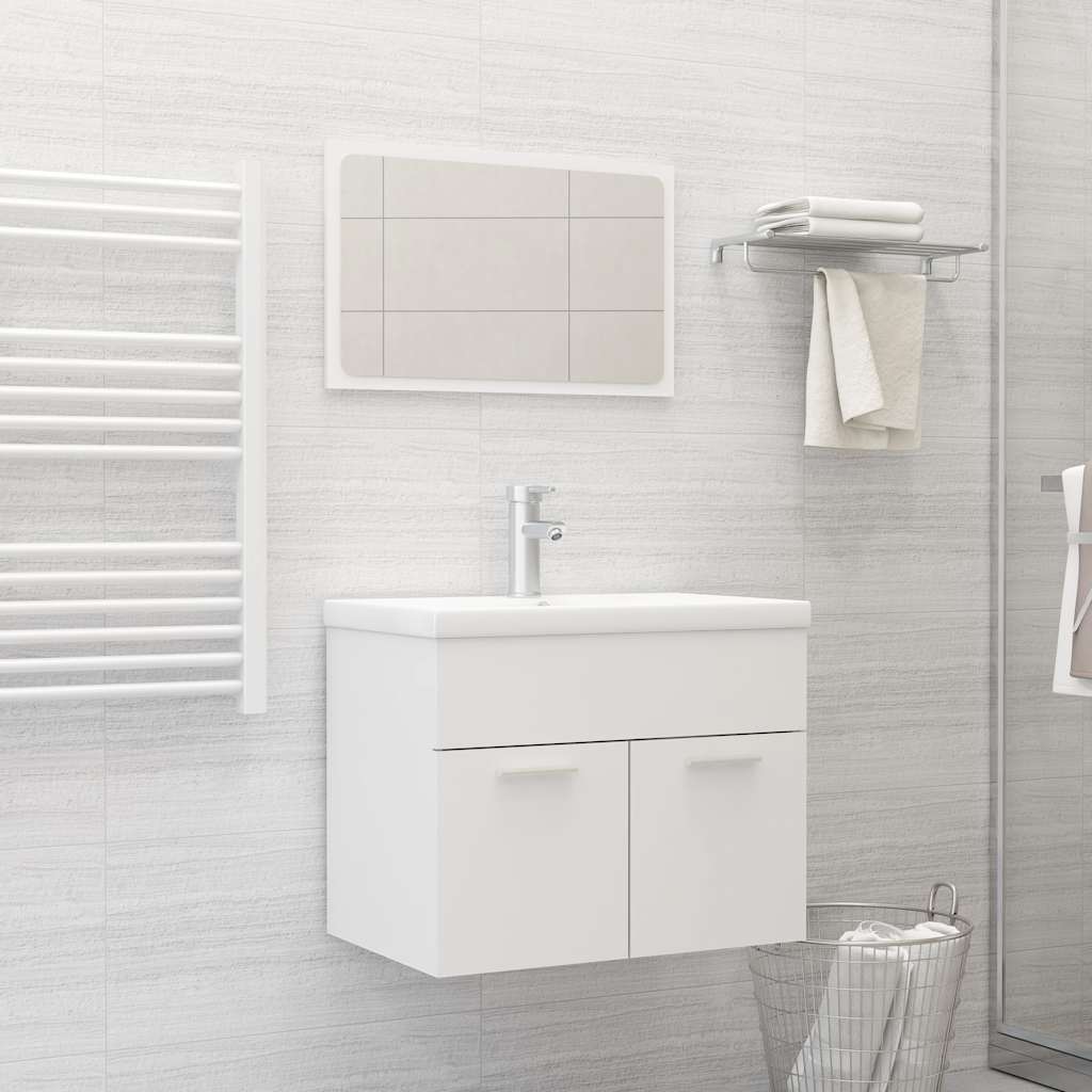 vidaXL Set mobilier de baie, 2 piese, alb, PAL vidaXL Set mobilier de baie, 2 piese, alb, PAL
