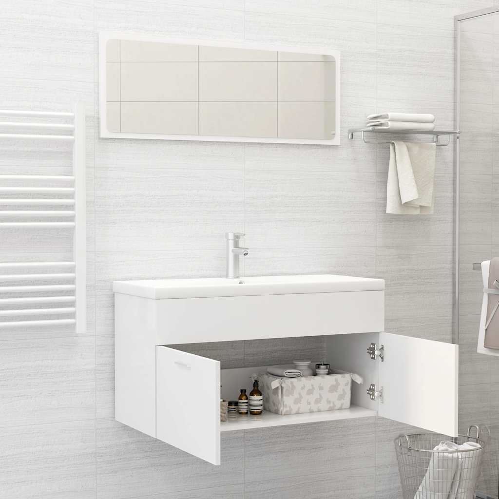vidaXL Set mobilier de baie, 2 piese, alb, PAL vidaXL Set mobilier de baie, 2 piese, alb, PAL