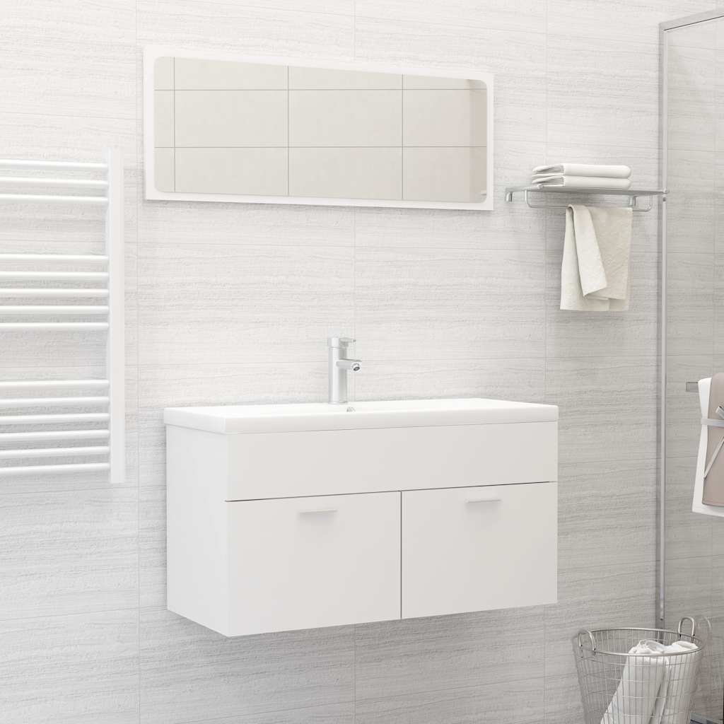 vidaXL Set mobilier de baie, 2 piese, alb, PAL vidaXL Set mobilier de baie, 2 piese, alb, PAL