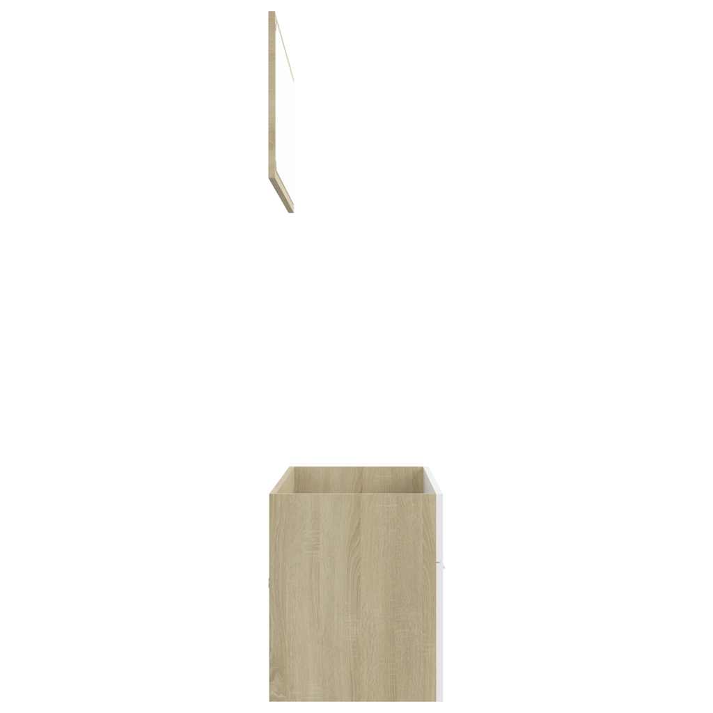 vidaXL Set mobilier baie, 2 piese, alb și stejar sonoma, PAL vidaXL Set mobilier baie, 2 piese, alb și stejar sonoma, PAL