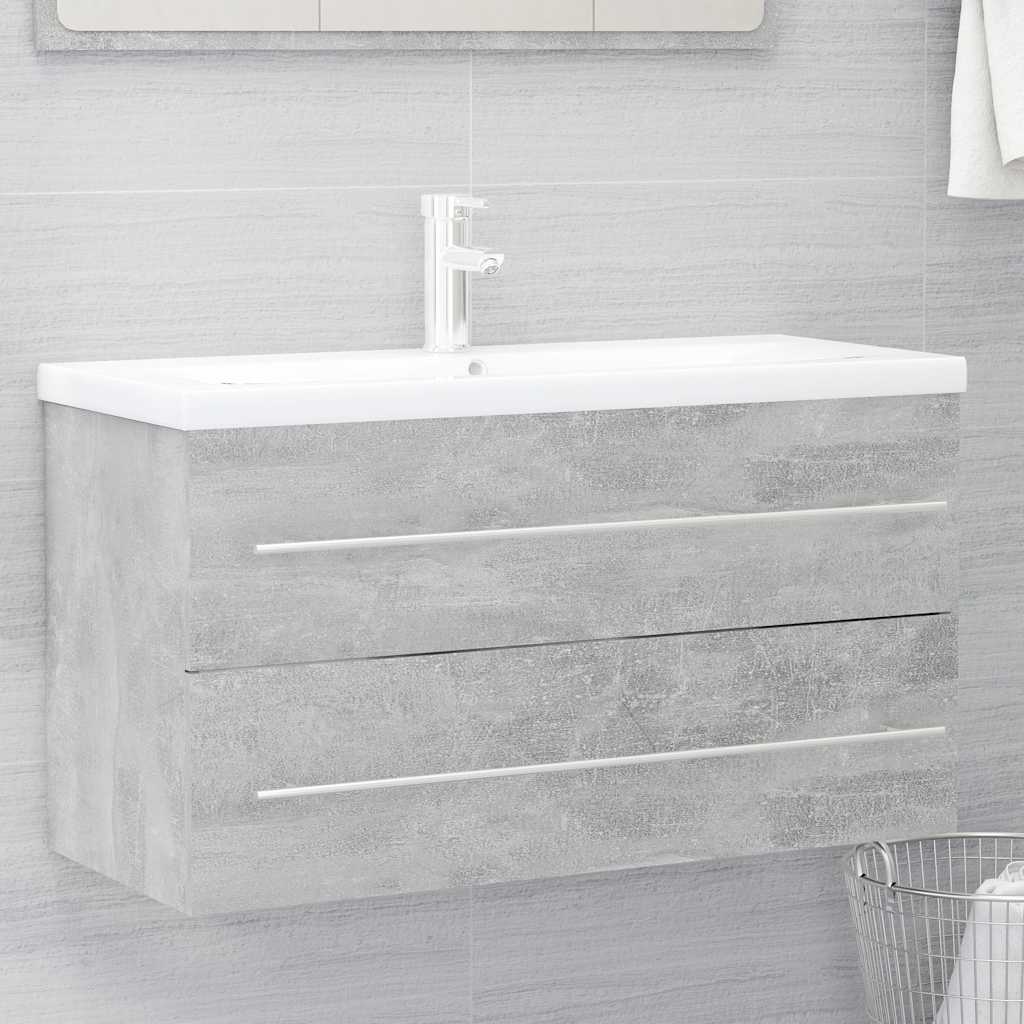 vidaXL Set mobilier de baie, 2 piese, gri beton, PAL vidaXL Set mobilier de baie, 2 piese, gri beton, PAL