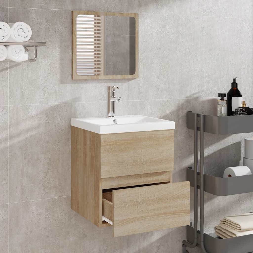 vidaXL Dulap de baie cu oglindă, stejar sonoma, lemn prelucrat vidaXL Dulap de baie cu oglindă, stejar sonoma, lemn prelucrat