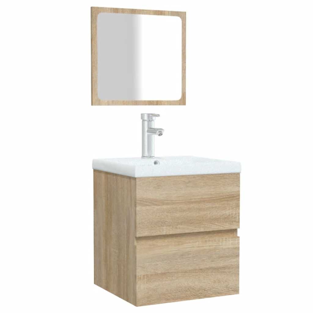 vidaXL Dulap de baie cu oglindă, stejar sonoma, lemn prelucrat vidaXL Dulap de baie cu oglindă, stejar sonoma, lemn prelucrat