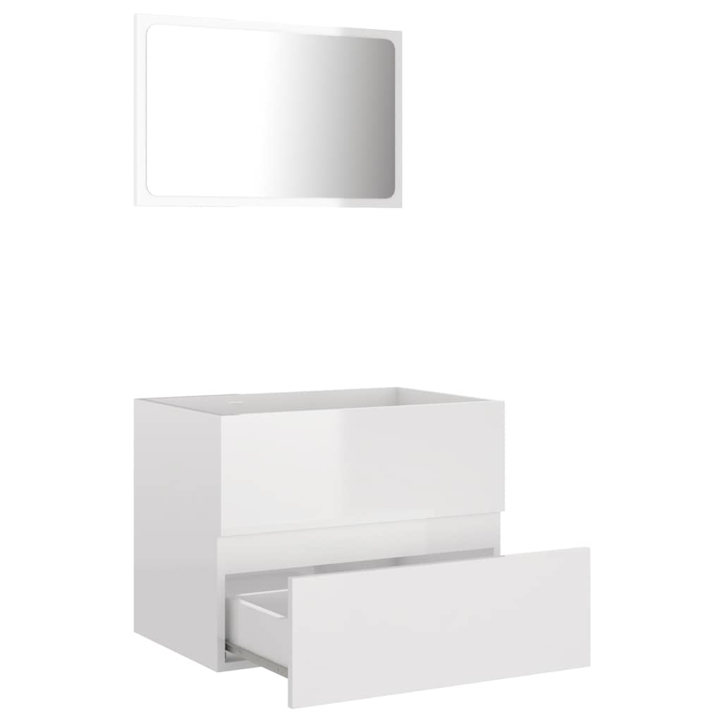 vidaXL Set mobilier de baie, 2 piese, alb extralucios, PAL vidaXL Set mobilier de baie, 2 piese, alb extralucios, PAL