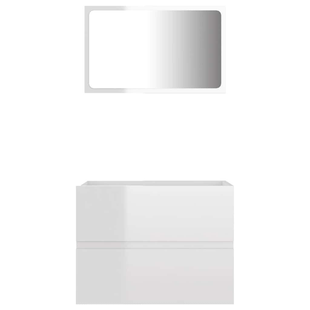vidaXL Set mobilier de baie, 2 piese, alb extralucios, PAL vidaXL Set mobilier de baie, 2 piese, alb extralucios, PAL
