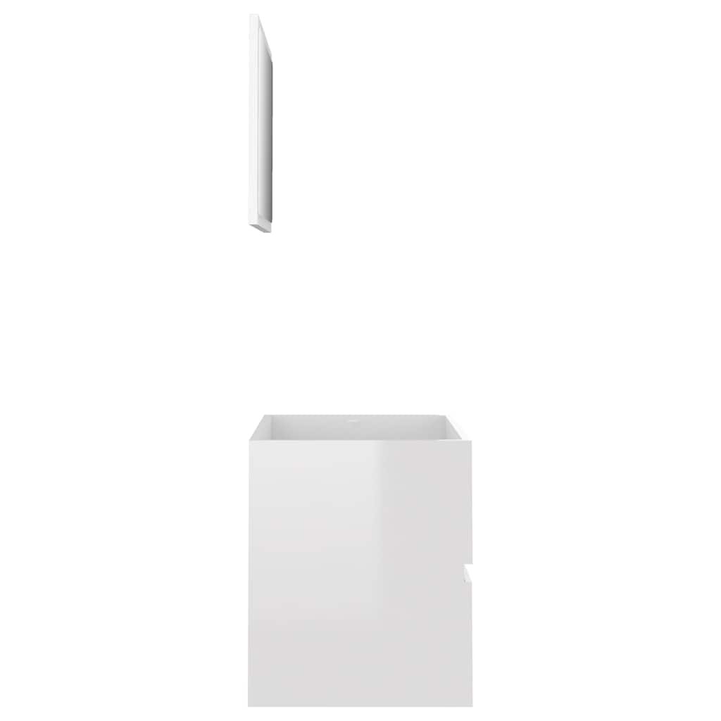 vidaXL Set mobilier de baie, 2 piese, alb extralucios, PAL vidaXL Set mobilier de baie, 2 piese, alb extralucios, PAL