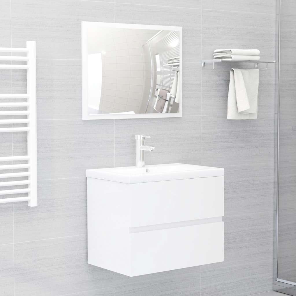 vidaXL Set mobilier de baie, 2 piese, alb extralucios, PAL vidaXL Set mobilier de baie, 2 piese, alb extralucios, PAL