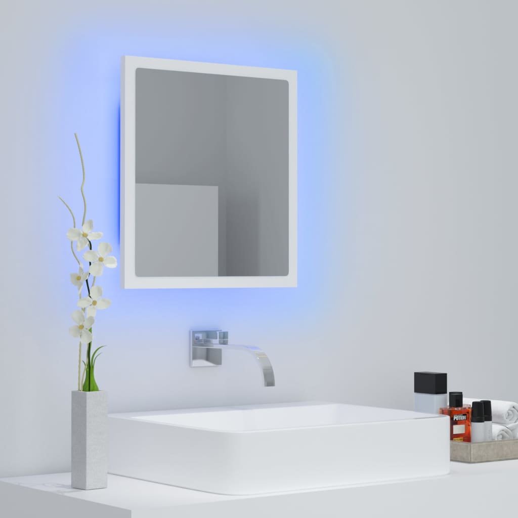 vidaXL Oglindă de baie cu LED, alb, 40x8,5x37 cm, acril
