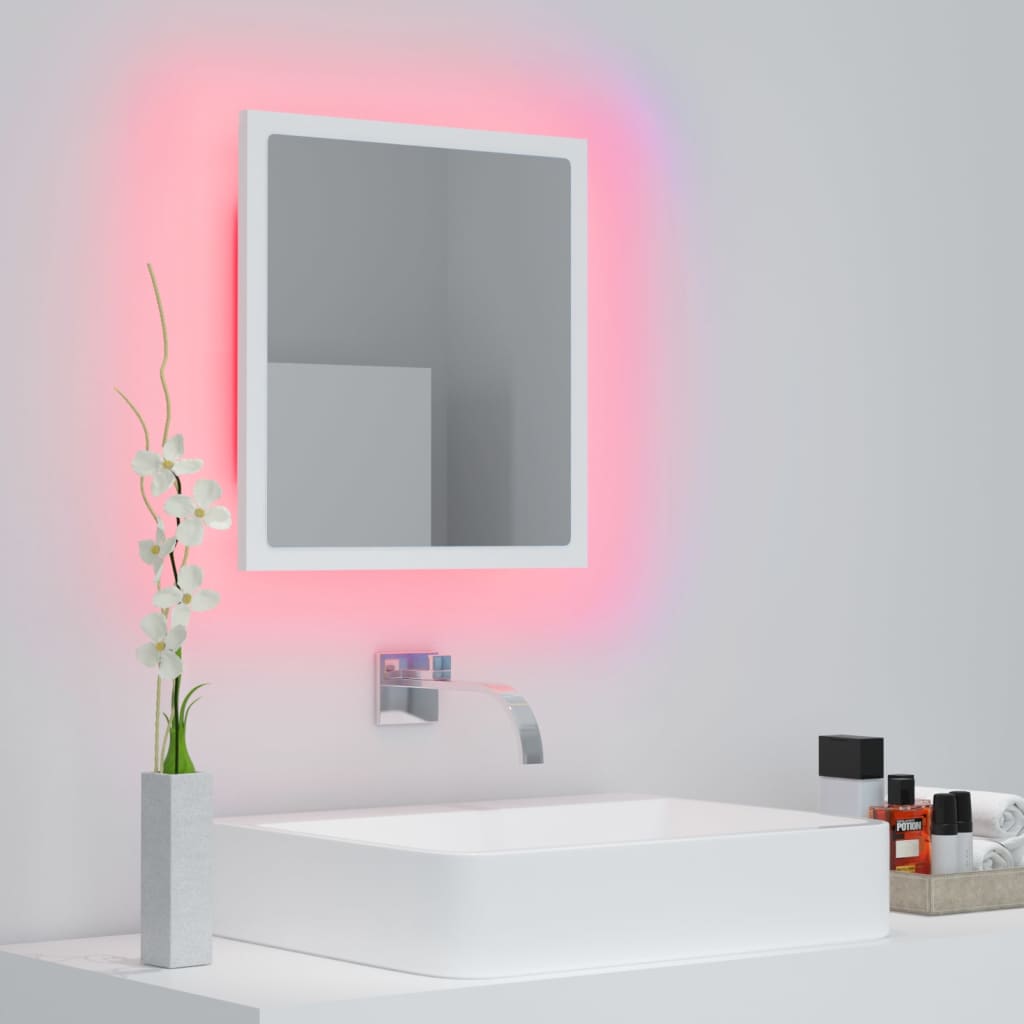 vidaXL Oglindă de baie cu LED, alb, 40x8,5x37 cm, acril