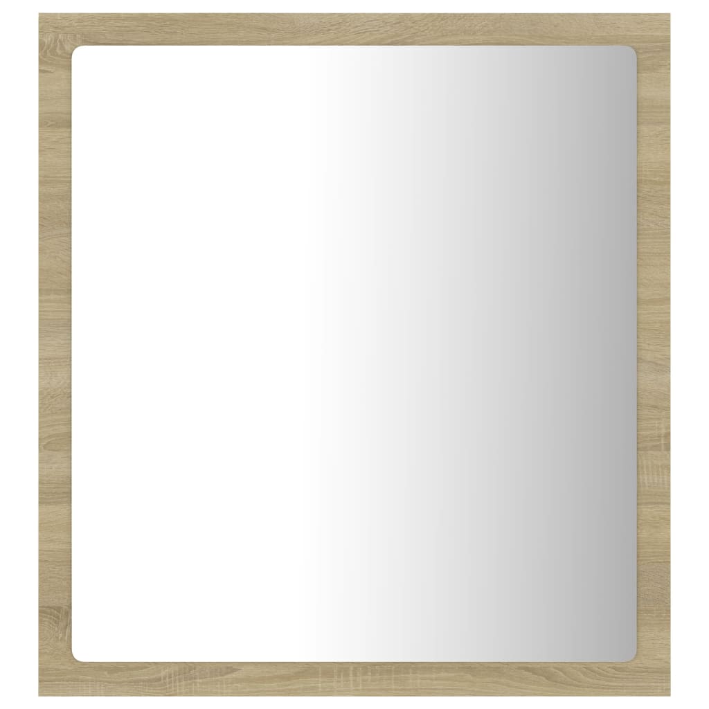 vidaXL Oglindă de baie cu LED, stejar sonoma, 40x8,5x37 cm, acril