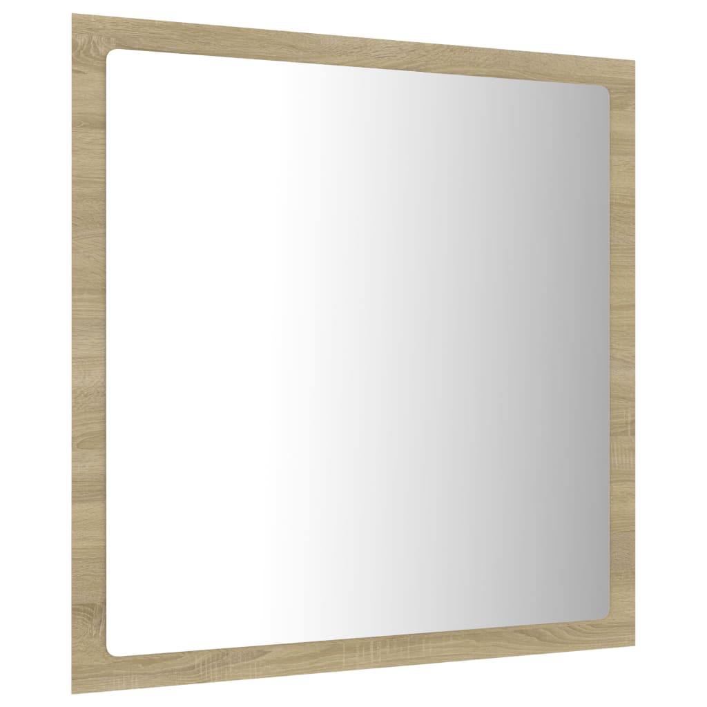 vidaXL Oglindă de baie cu LED, stejar sonoma, 40x8,5x37 cm, acril
