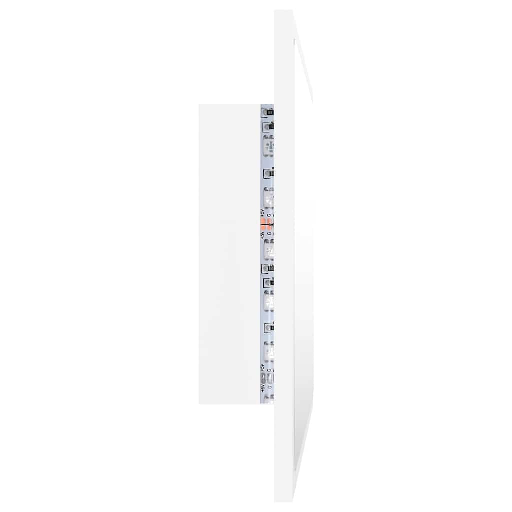 vidaXL Oglindă de baie cu LED, alb, 60x8,5x37 cm, acril