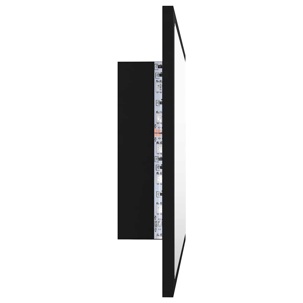 vidaXL Oglindă de baie cu LED, negru, 60x8,5x37 cm, acril