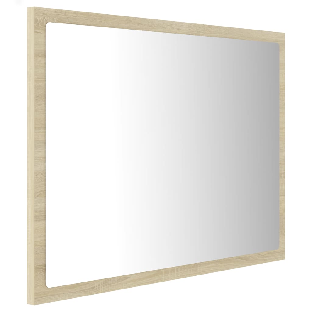 vidaXL Oglindă de baie cu LED, stejar sonoma, 60x8,5x37 cm, acril