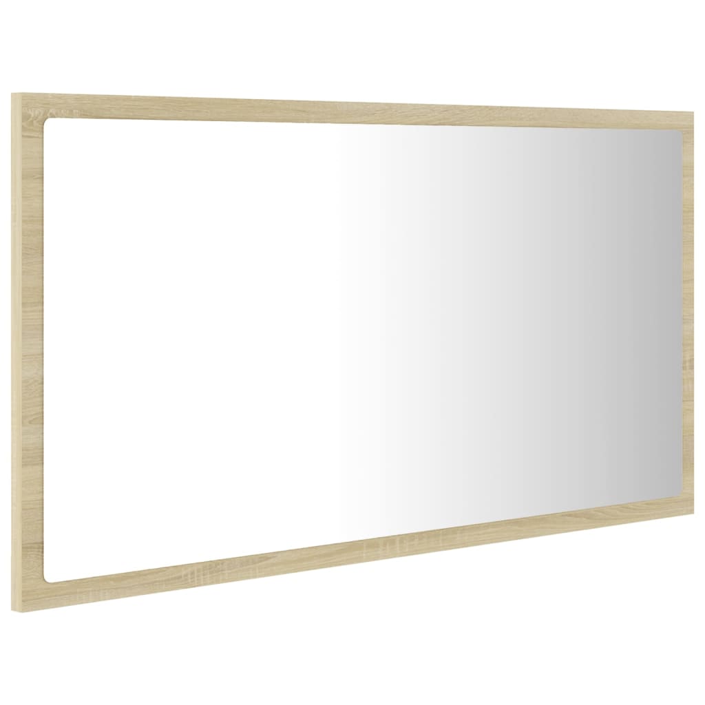 vidaXL Oglindă de baie cu LED, stejar sonoma, 80x8,5x37 cm, acril