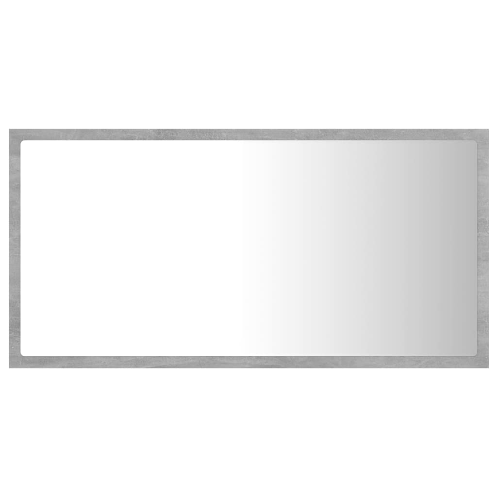 vidaXL Oglindă de baie cu LED, gri beton, 80x8,5x37 cm, acril