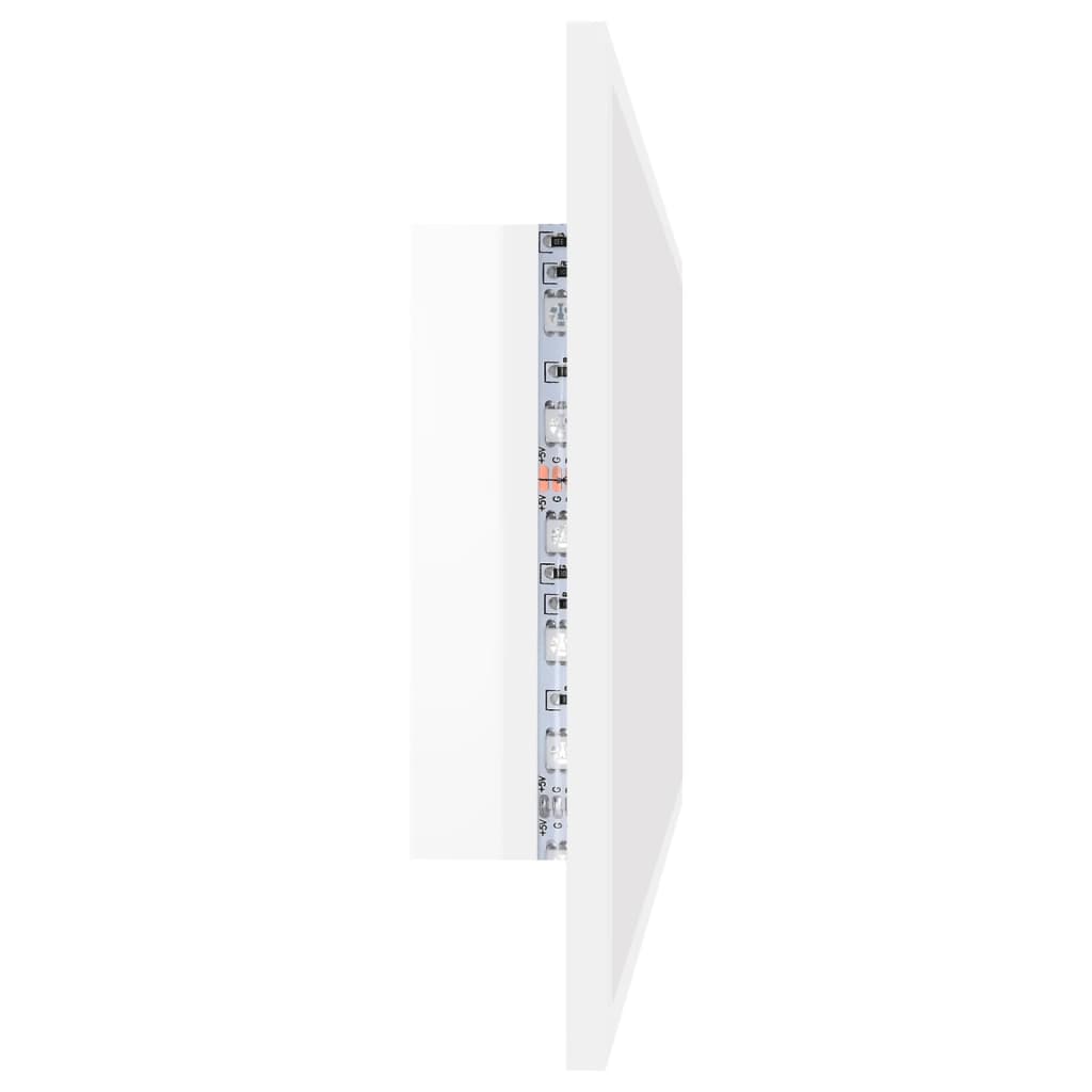 vidaXL Oglindă de baie cu LED, alb extralucios, 90x8,5x37 cm, acril