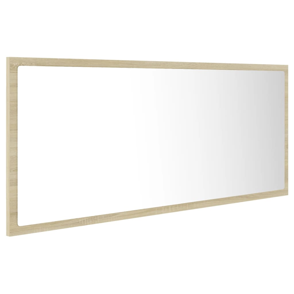 vidaXL Oglindă de baie cu LED, stejar sonoma, 100x8,5x37 cm, acril
