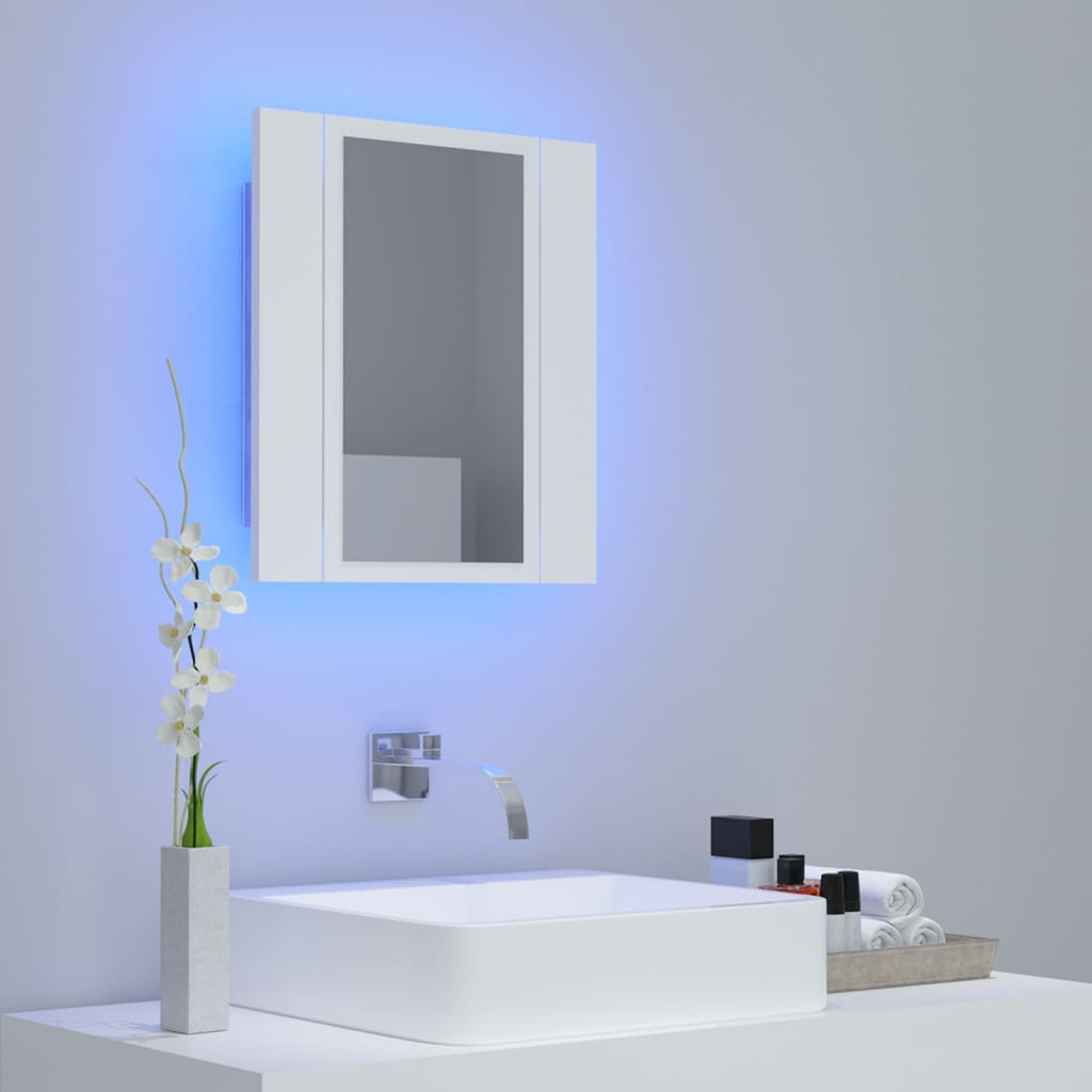 vidaXL Dulap de baie cu oglindă & LED, alb, 40x12x45 cm, acril vidaXL Dulap de baie cu oglindă & LED, alb, 40x12x45 cm, acril