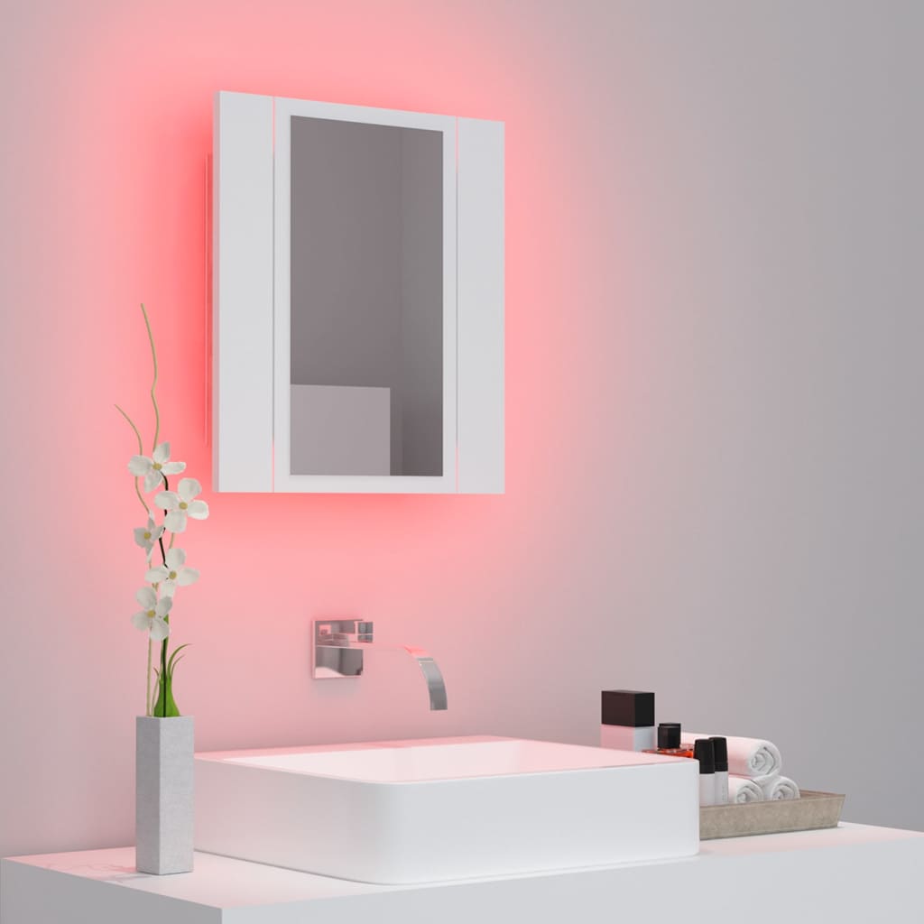 vidaXL Dulap de baie cu oglindă & LED, alb, 40x12x45 cm, acril vidaXL Dulap de baie cu oglindă & LED, alb, 40x12x45 cm, acril