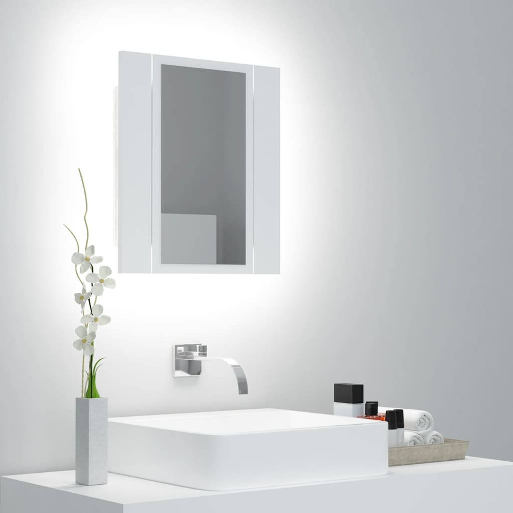 vidaXL Dulap de baie cu oglindă & LED, alb, 40x12x45 cm, acril vidaXL Dulap de baie cu oglindă & LED, alb, 40x12x45 cm, acril