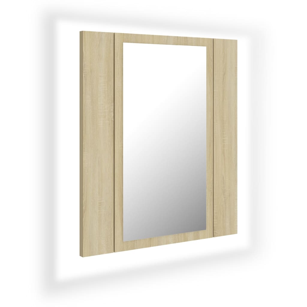 vidaXL Dulap de baie cu oglindă și LED, stejar Sonoma, 40x12x45 acril vidaXL Dulap de baie cu oglindă și LED, stejar Sonoma, 40x12x45 acril