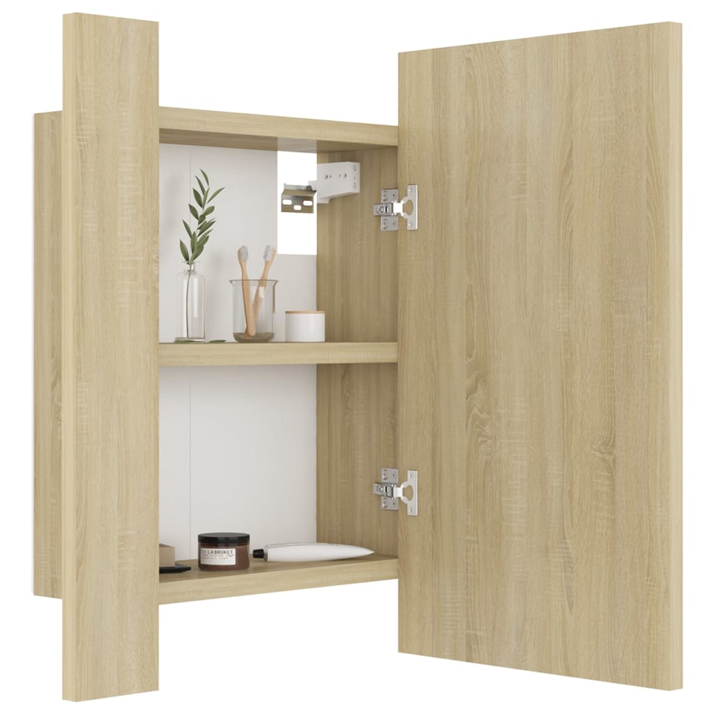 vidaXL Dulap de baie cu oglindă și LED, stejar Sonoma, 40x12x45 acril vidaXL Dulap de baie cu oglindă și LED, stejar Sonoma, 40x12x45 acril