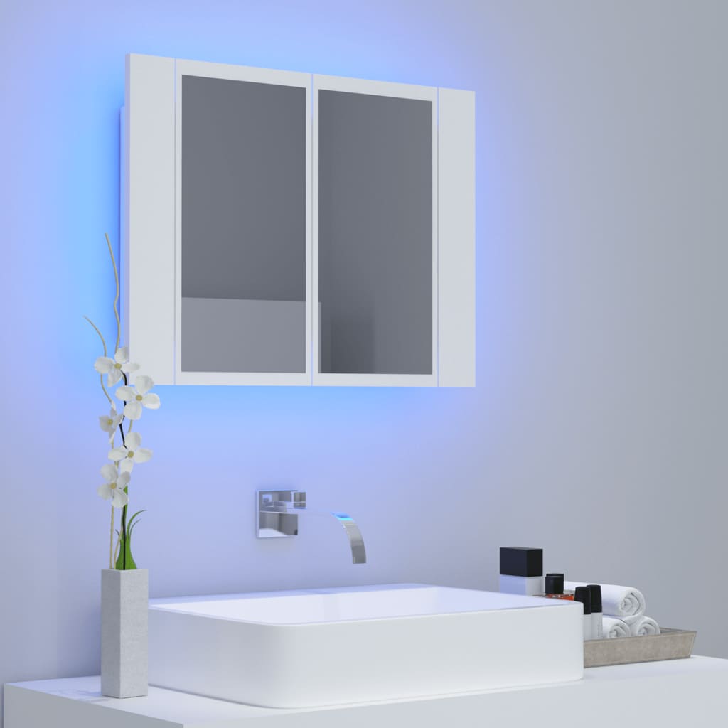 vidaXL Dulap de baie cu oglindă și LED, alb, 60x12x45 cm acril vidaXL Dulap de baie cu oglindă și LED, alb, 60x12x45 cm acril