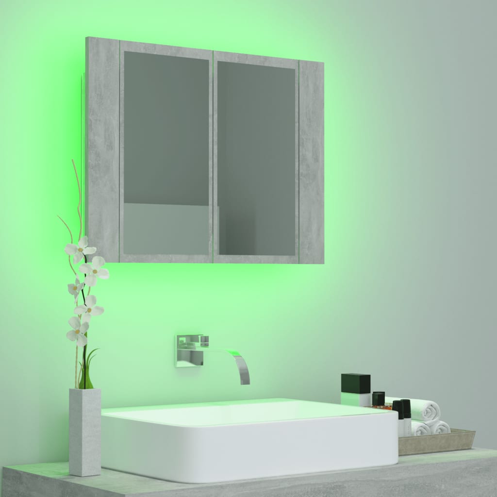 vidaXL Dulap de baie cu oglindă și LED, gri beton, 60x12x45 cm vidaXL Dulap de baie cu oglindă și LED, gri beton, 60x12x45 cm