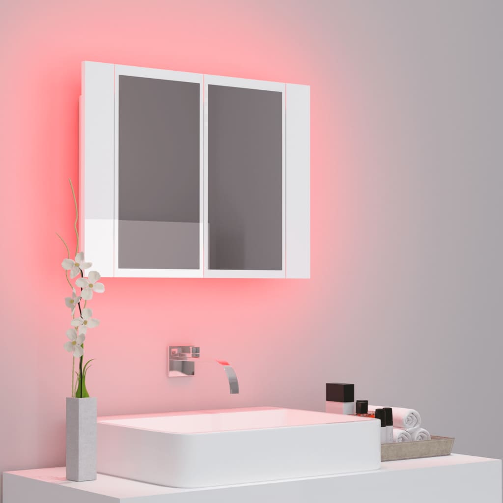 804961 vidaXL Dulap baie cu oglindă LED alb lucios 60x12x45 cm acril 804961 vidaXL Dulap baie cu oglindă LED alb lucios 60x12x45 cm acril