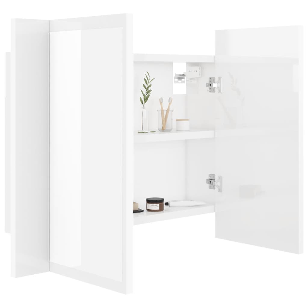804961 vidaXL Dulap baie cu oglindă LED alb lucios 60x12x45 cm acril 804961 vidaXL Dulap baie cu oglindă LED alb lucios 60x12x45 cm acril