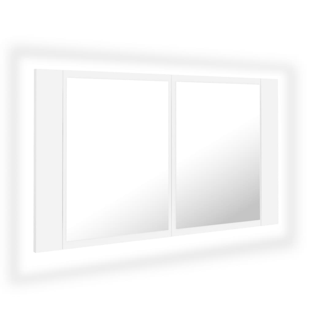 vidaXL Dulap de baie cu oglindă și LED, alb, 80x12x45 cm vidaXL Dulap de baie cu oglindă și LED, alb, 80x12x45 cm